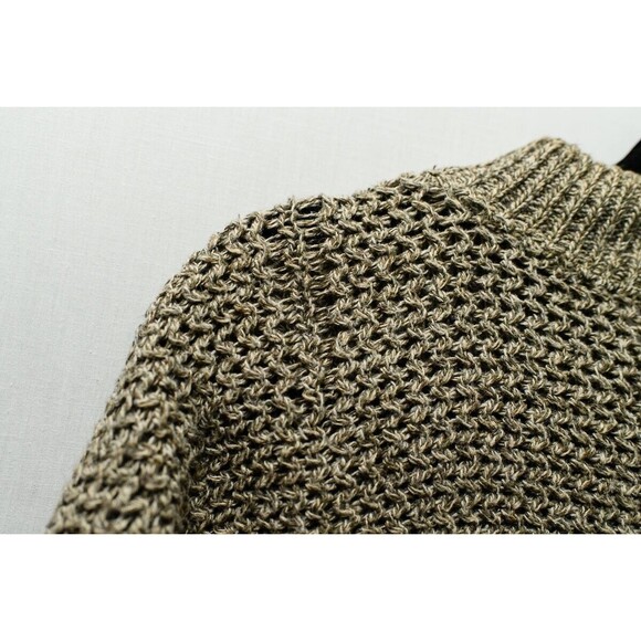 Vintage Eddie Bauer Sweater Mens L Brown Chunky Knit Henley FLAW - Picture 3 of 8